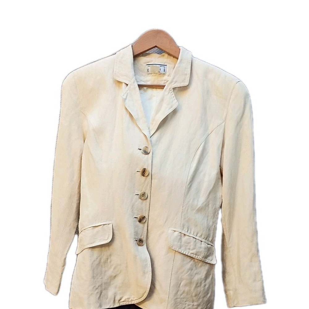 Silk And Linen cream  jacket vintage Ann Tjian For Kennar Old Money  Petites 10